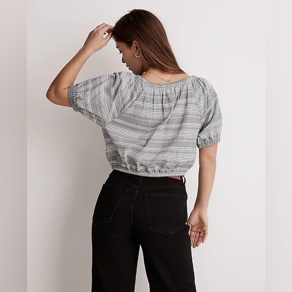 Madewell Jacquard Keyhole stripped crop top - Picture 7 of 9